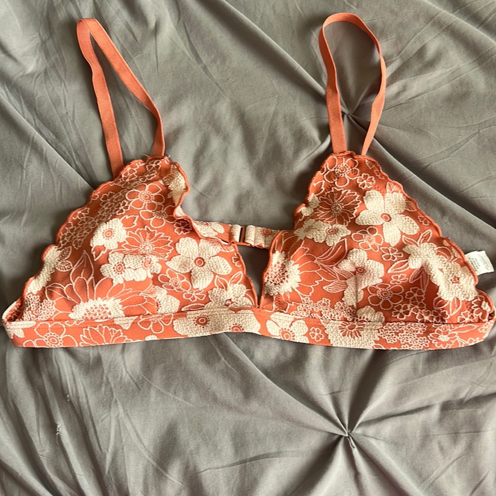 -Floral burnt orange aerie bikini top